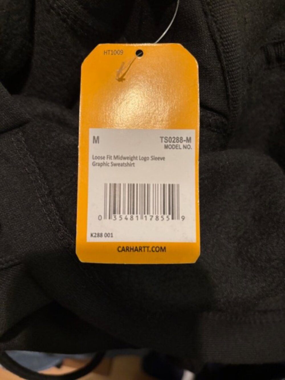 Carhartt Black Loose Fit Midweight Logo Sleeve Pullover Fleece Hoodie NWT Med - Picture 5 of 5